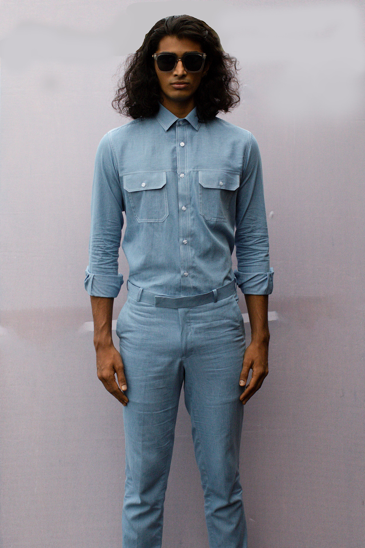 Ice Blue Denim Co-orded Set