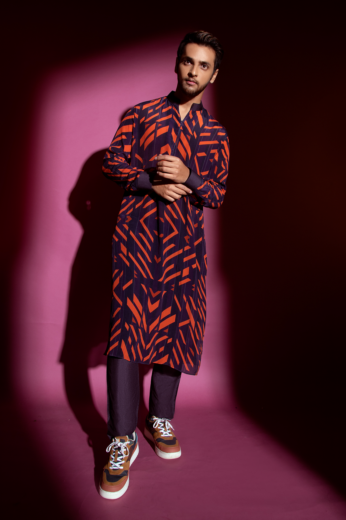 Violet & Orange Kurta and Pants Set