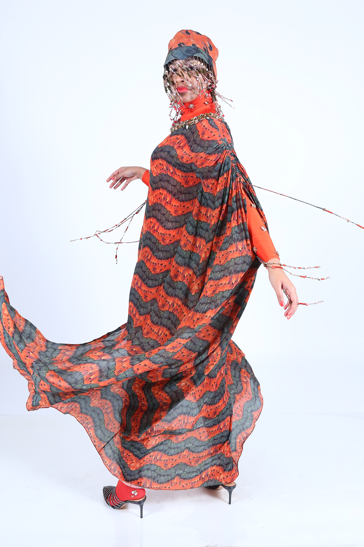 Printed Bucket Hat with Tassels