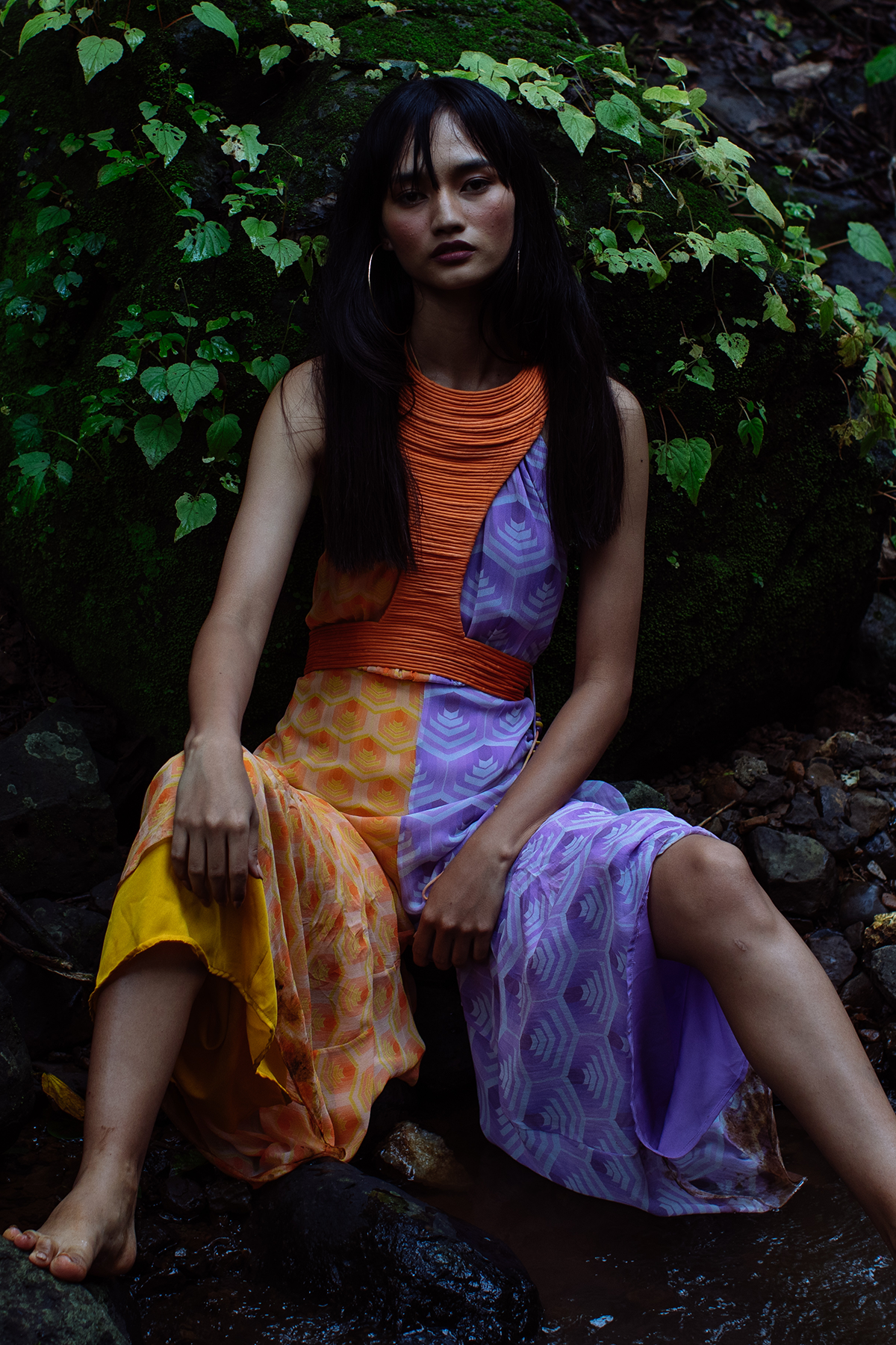 Halter Half And Half Printed Jumpsuit