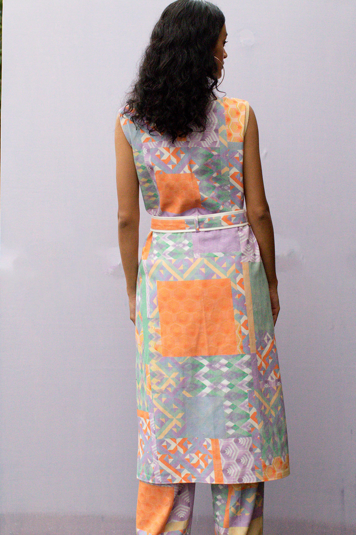 Multi-Geo Printed Denim Straight Pants