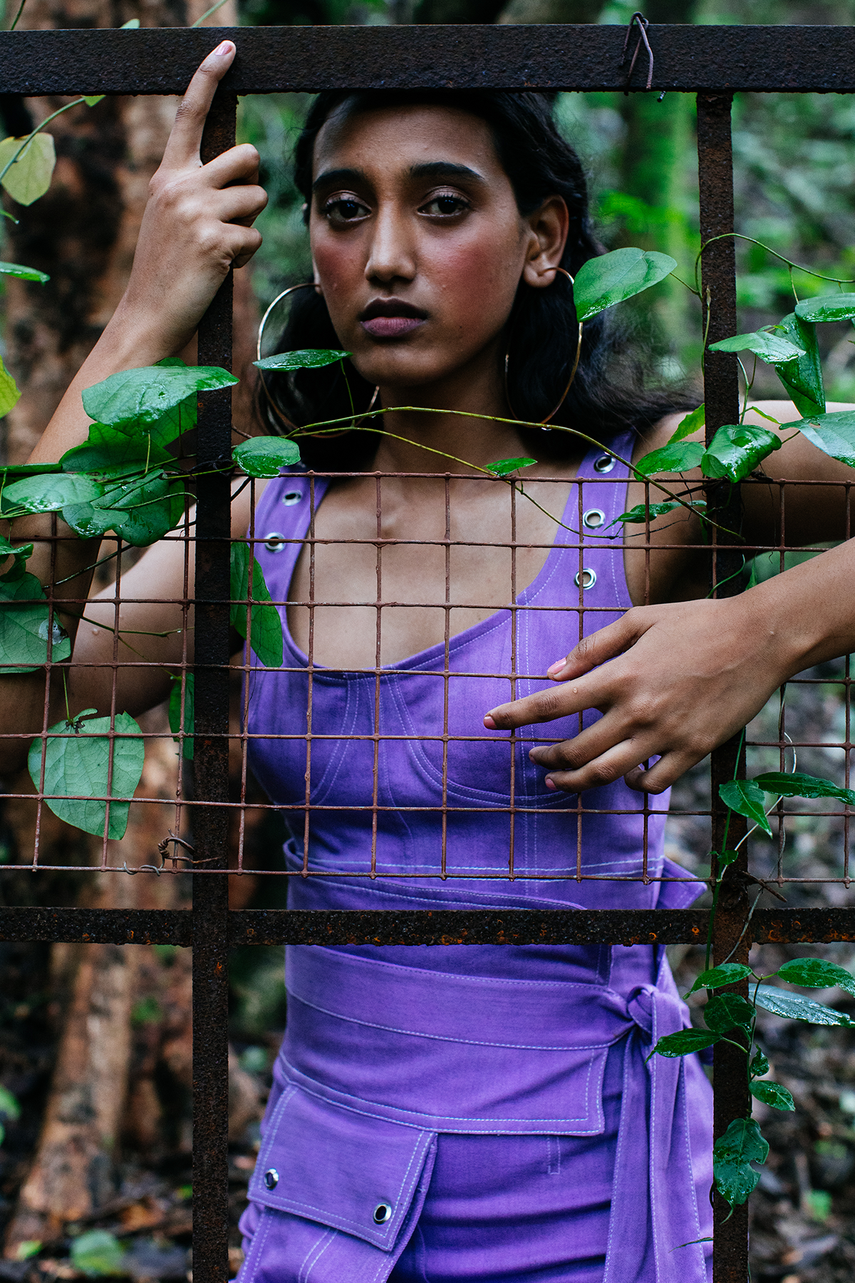 Lavender Bodycon with denim stitch detailing