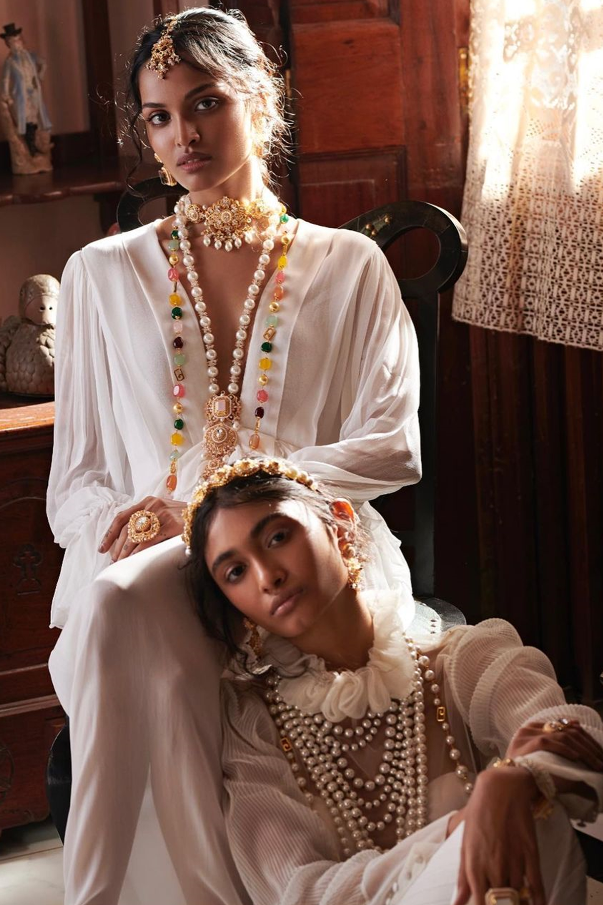 White Deep V Neck Maxi With Inner