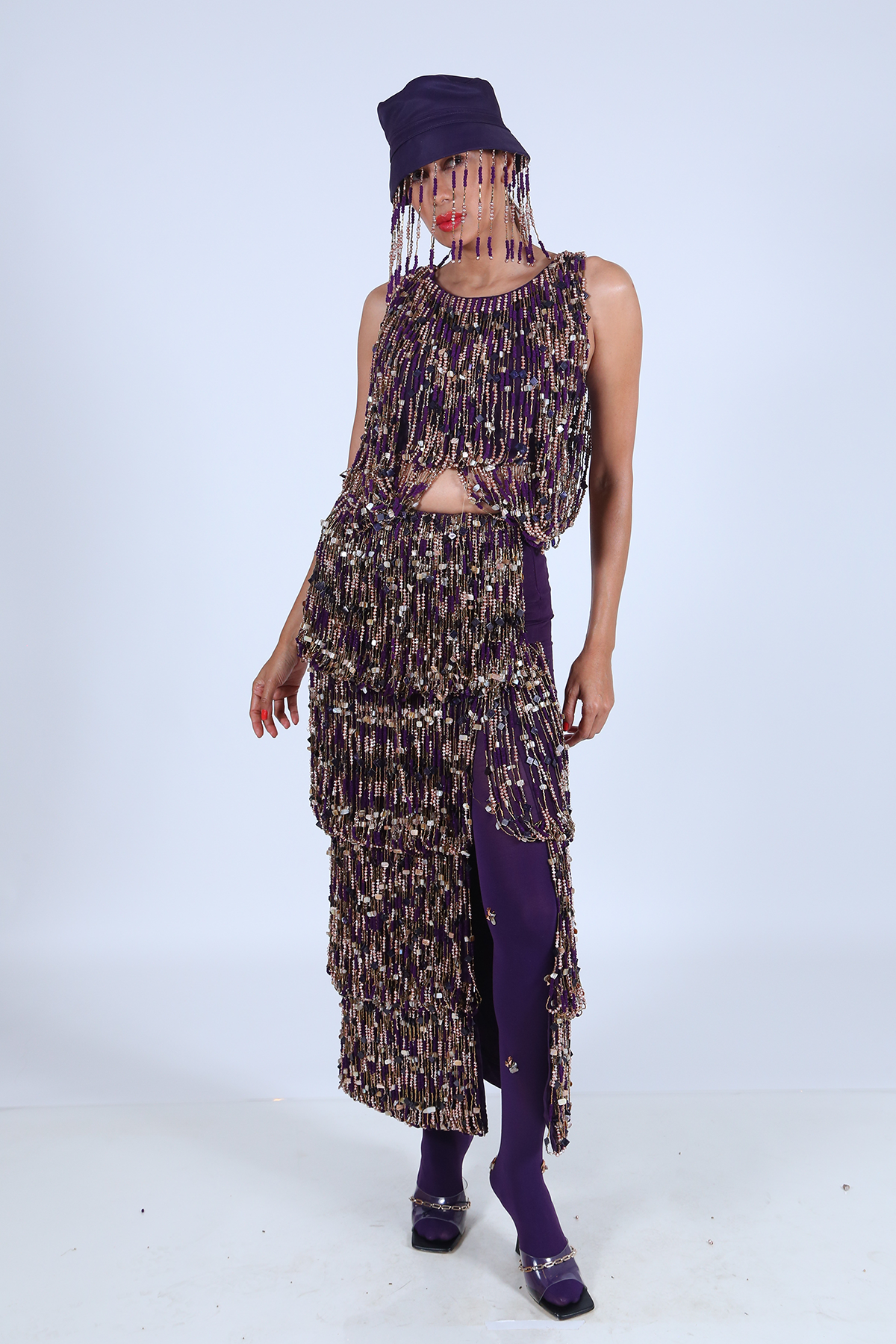 Deep Violet Embroidered Skirt