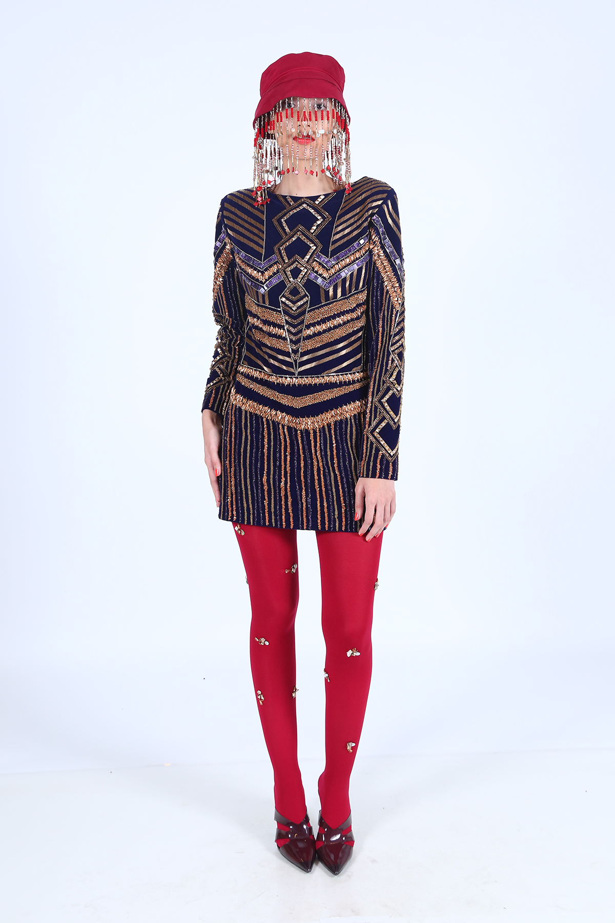 Beetroot Red Bucket Hat with Tassels