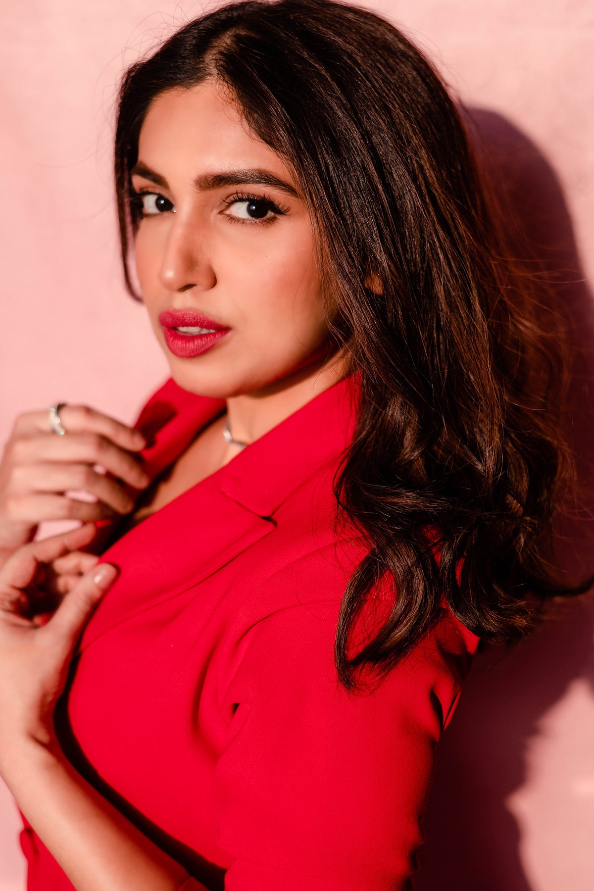 Bhoomi Pednekar In Red Pant Suit