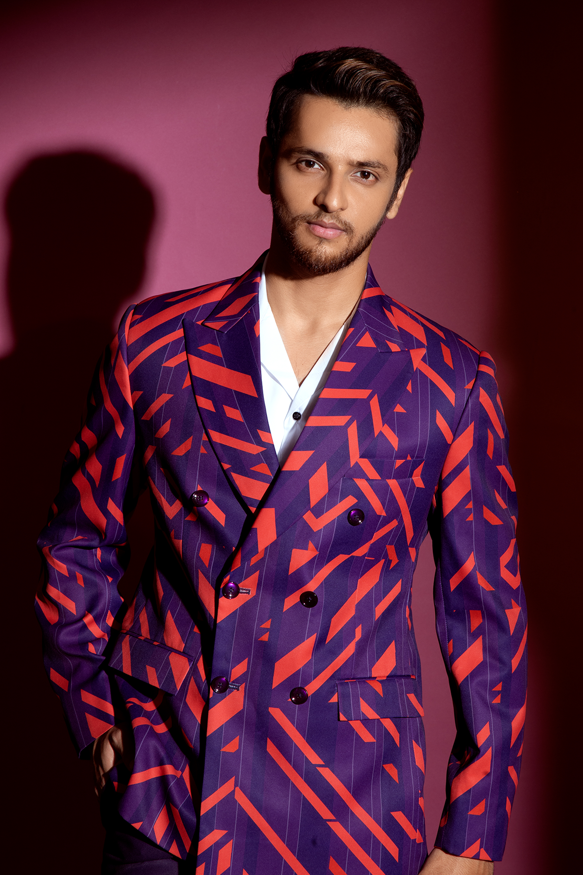 Violet and Orange Blazer and Pants Set