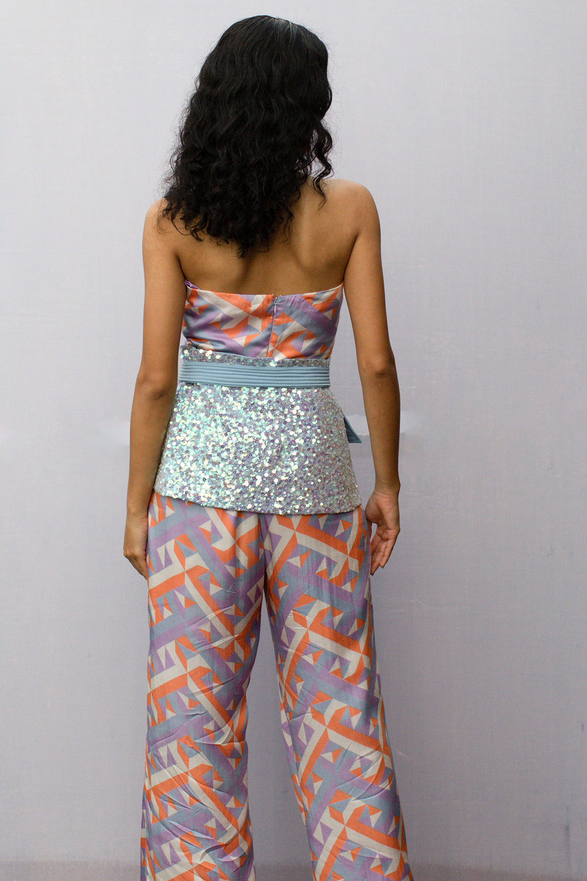 Geometric Print Tube Drape Jumpsuit