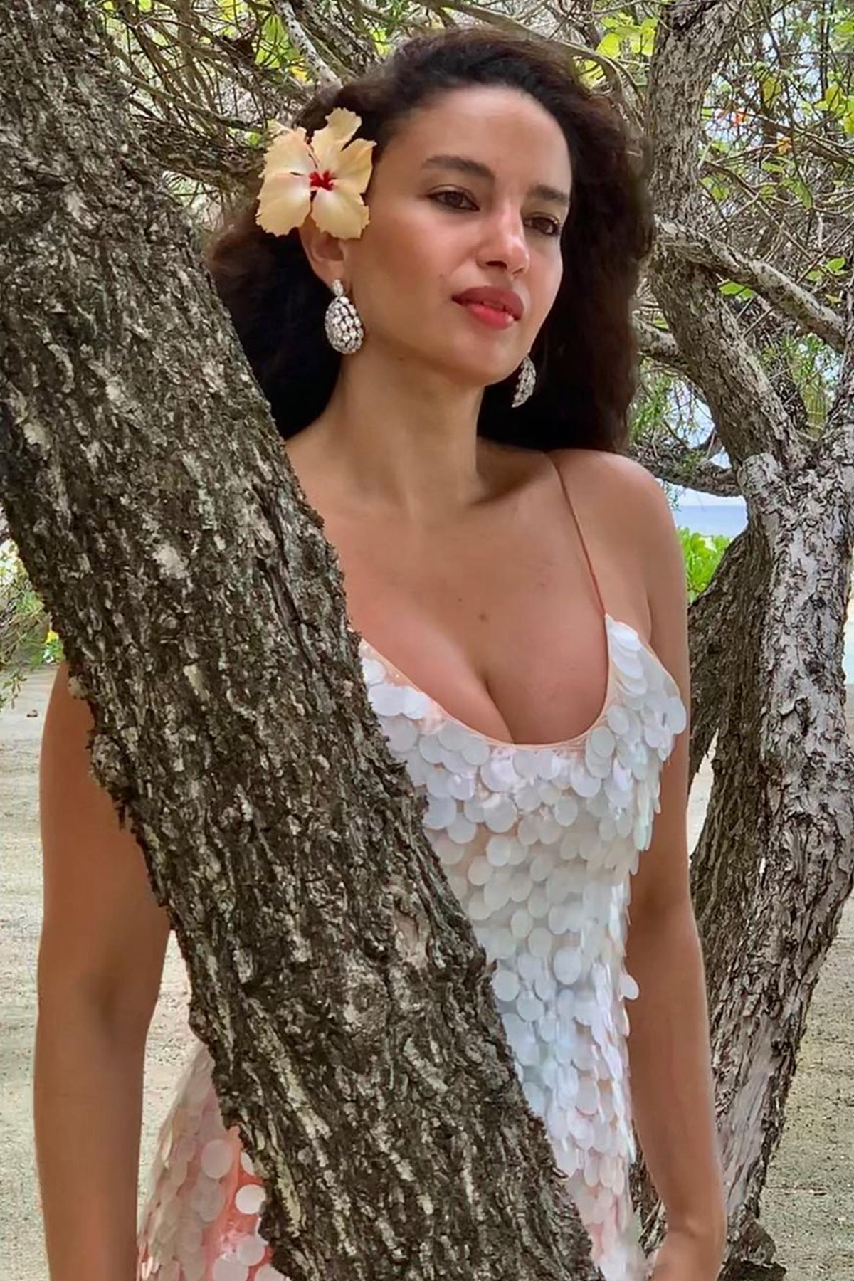 Elena Fernandes In Retro Circular Sequined Dress