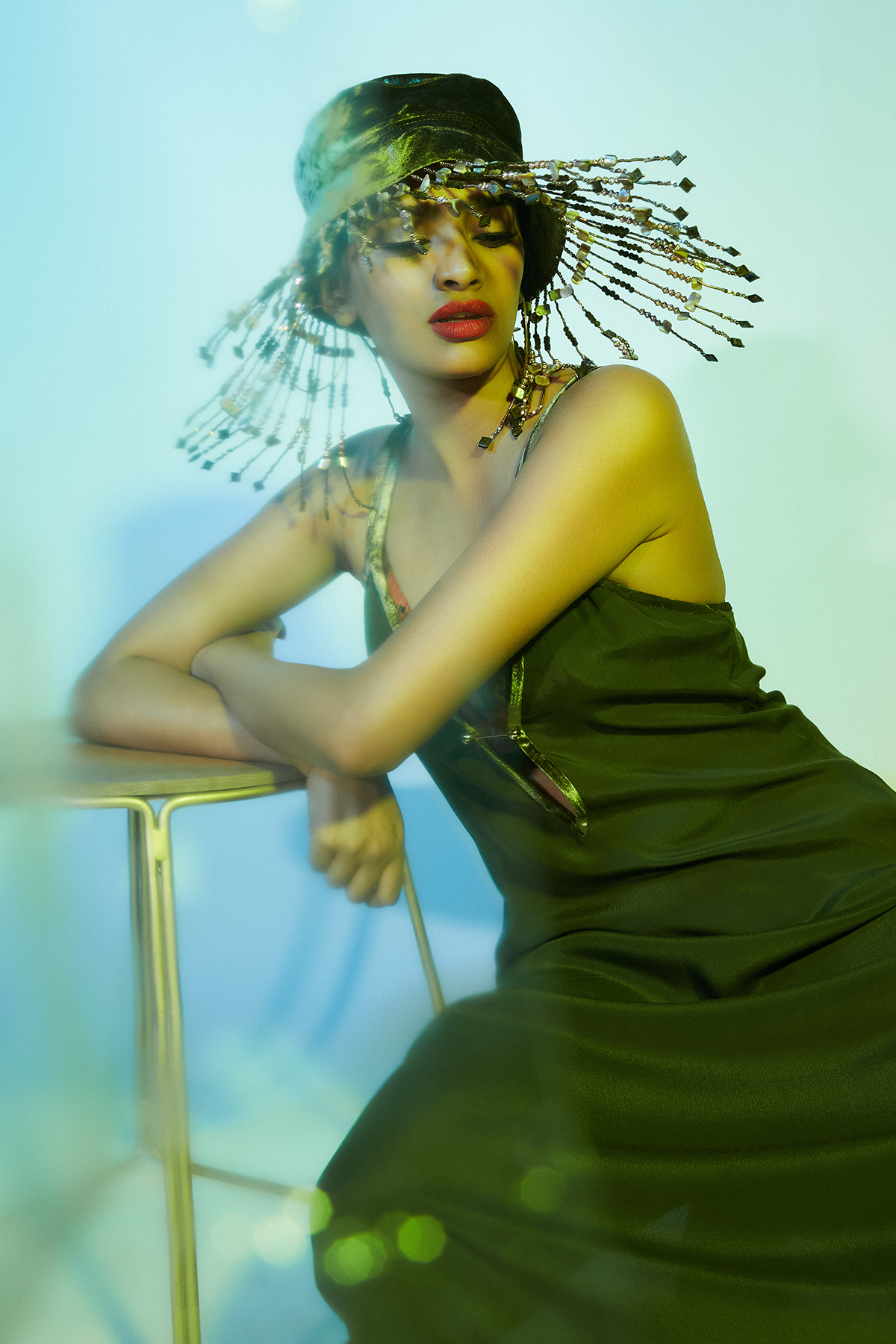 Velvet Bucket Hat with Tassels