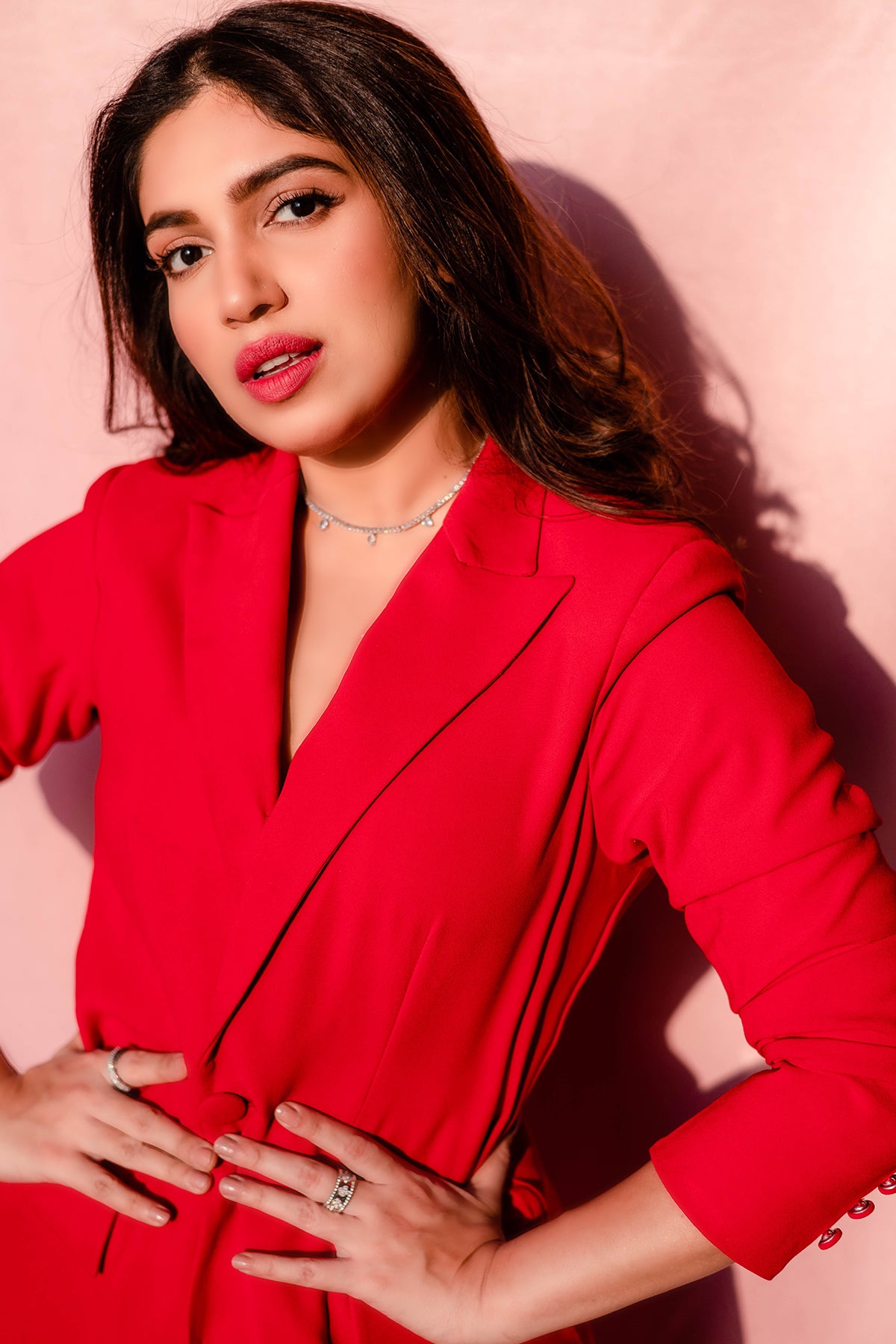 Bhoomi Pednekar In Red Pant Suit