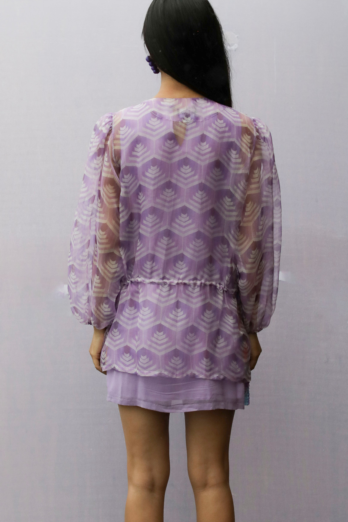 Lavender Geometric Organza Jacket