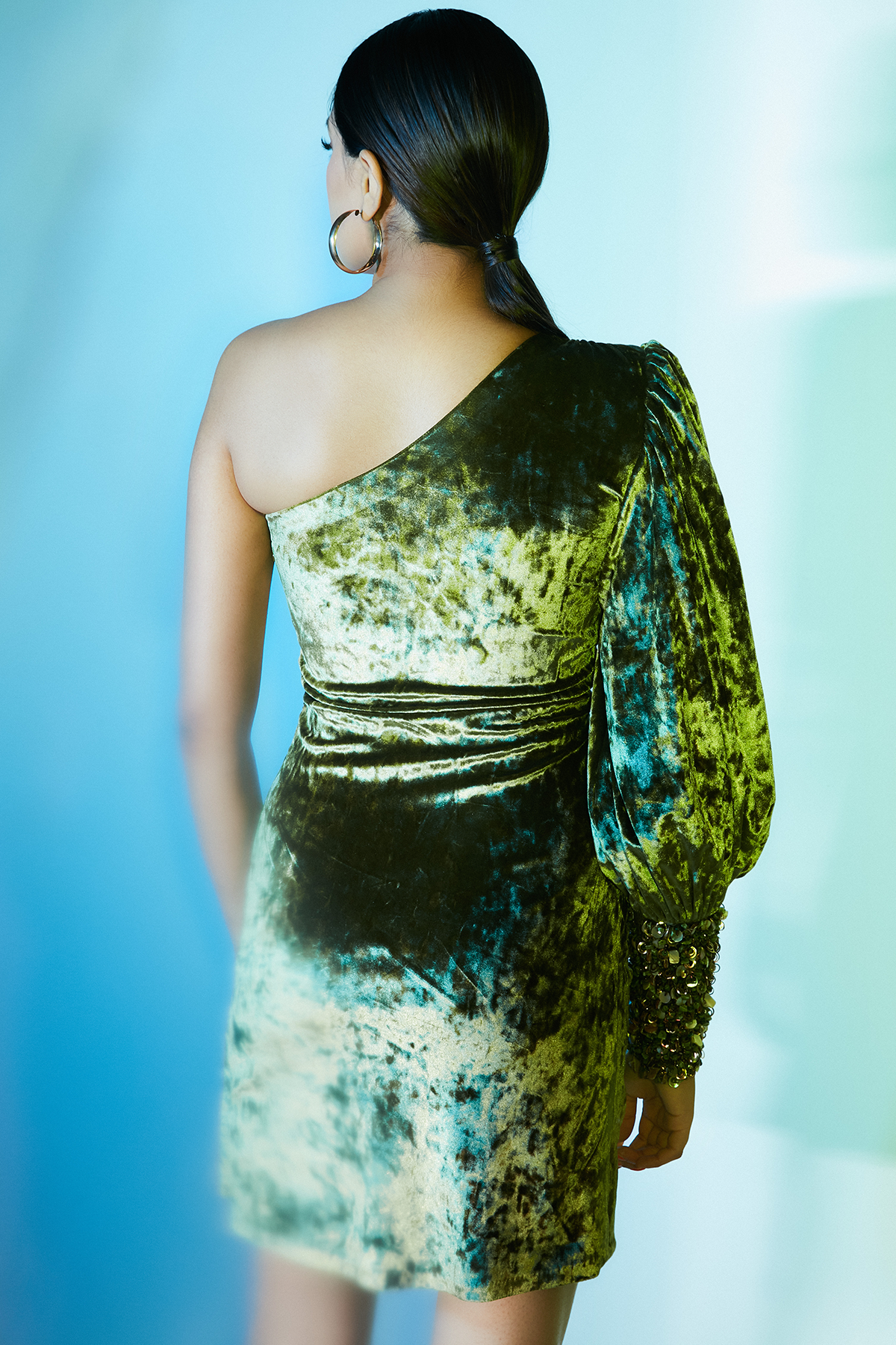 Olive Green Drape Dress