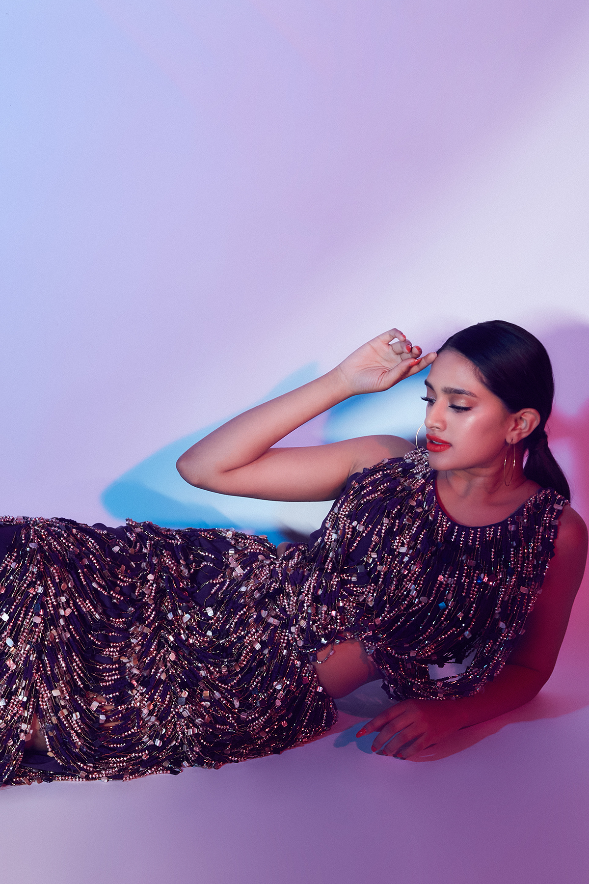 Deep Violet Embroidered Skirt