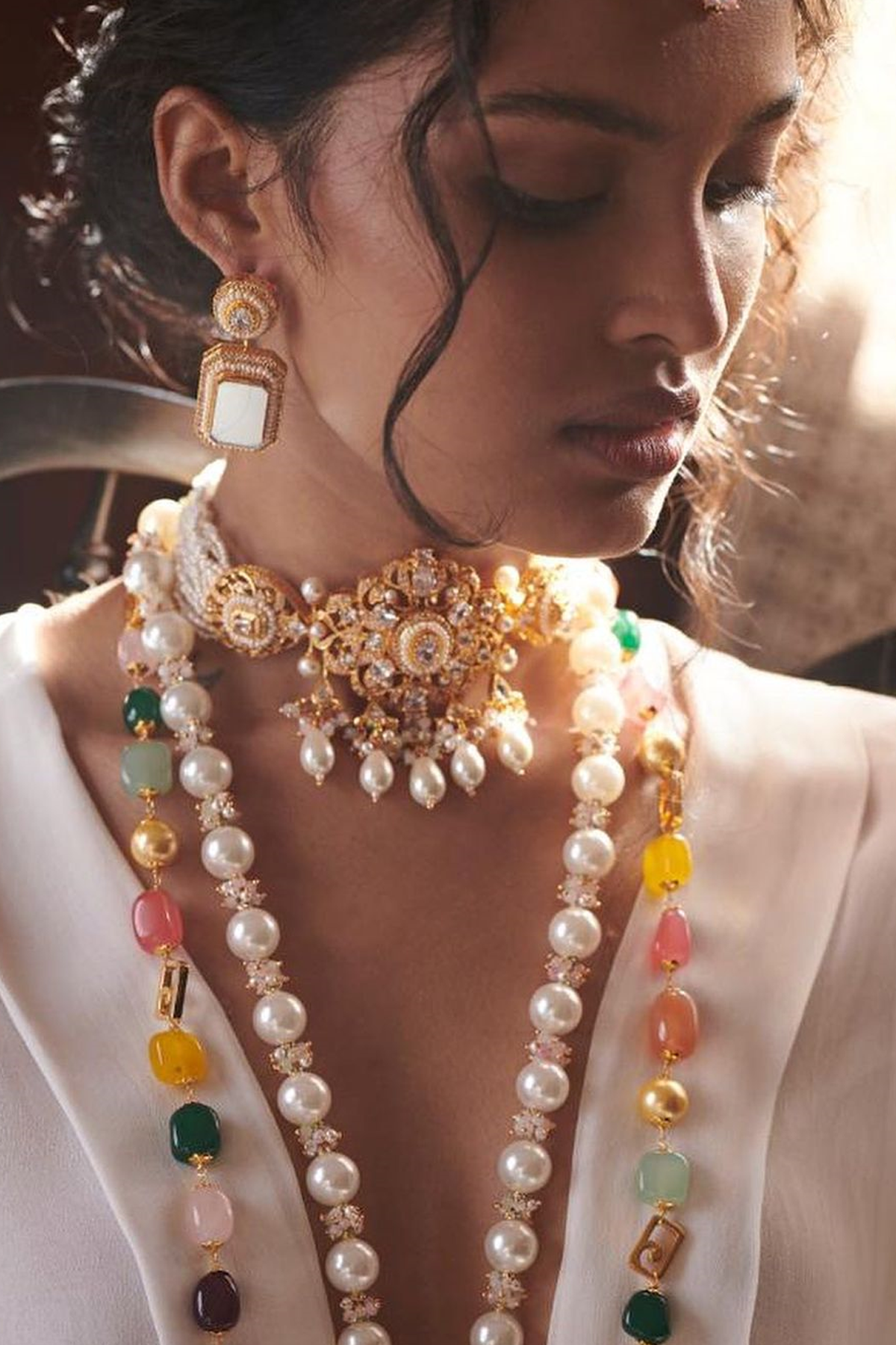 White Deep V Neck Maxi With Inner