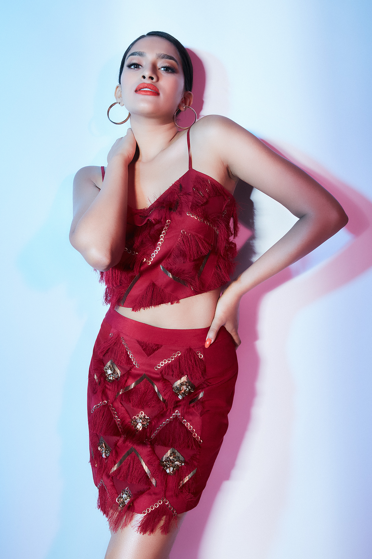 Red Embroidered Skirt S