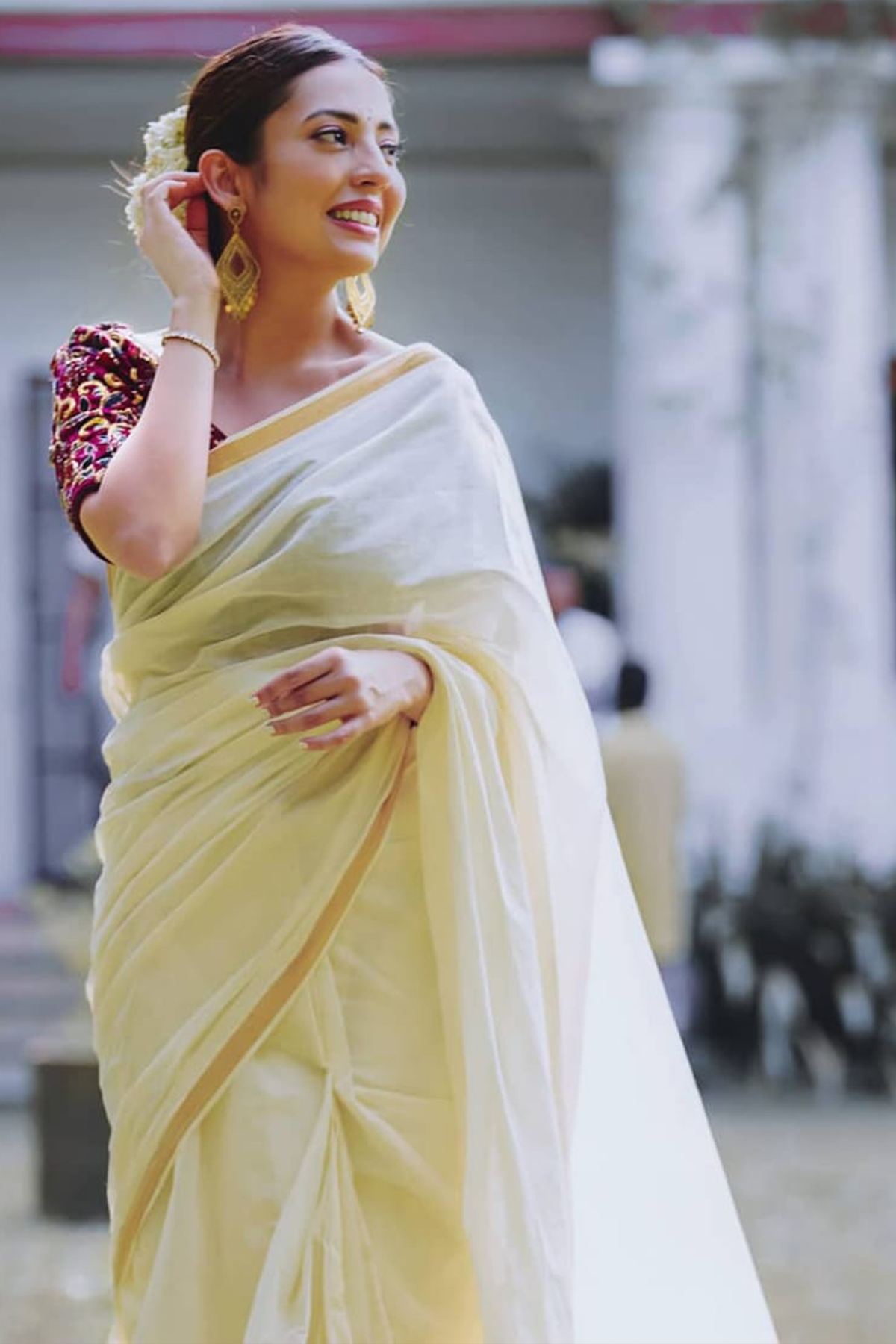 Barkha Singh in a Maroon Blouse