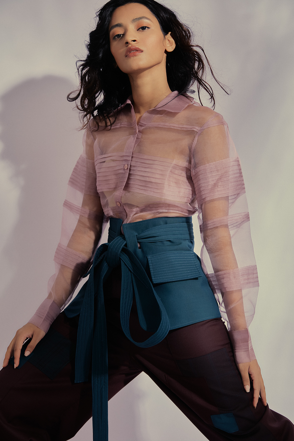 Dust Pink Pleated Shirt