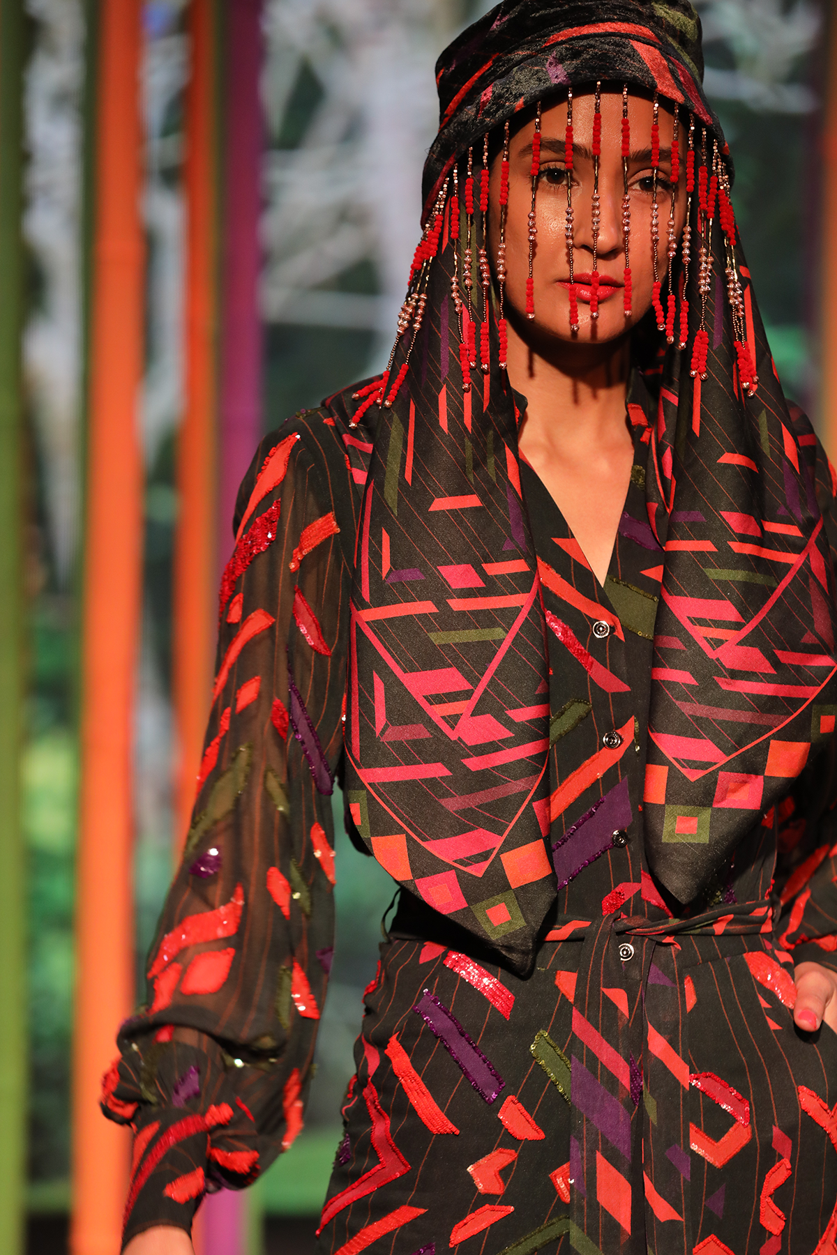 Multi-coloured Print Scarf