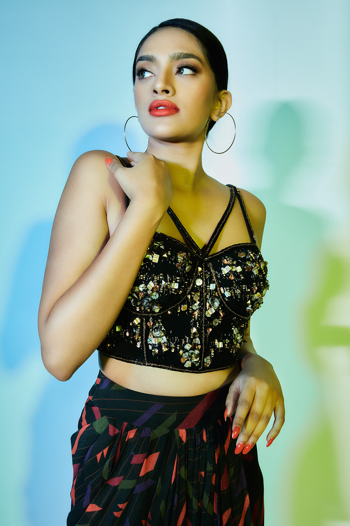 Charcoal Black Embroidered Corset