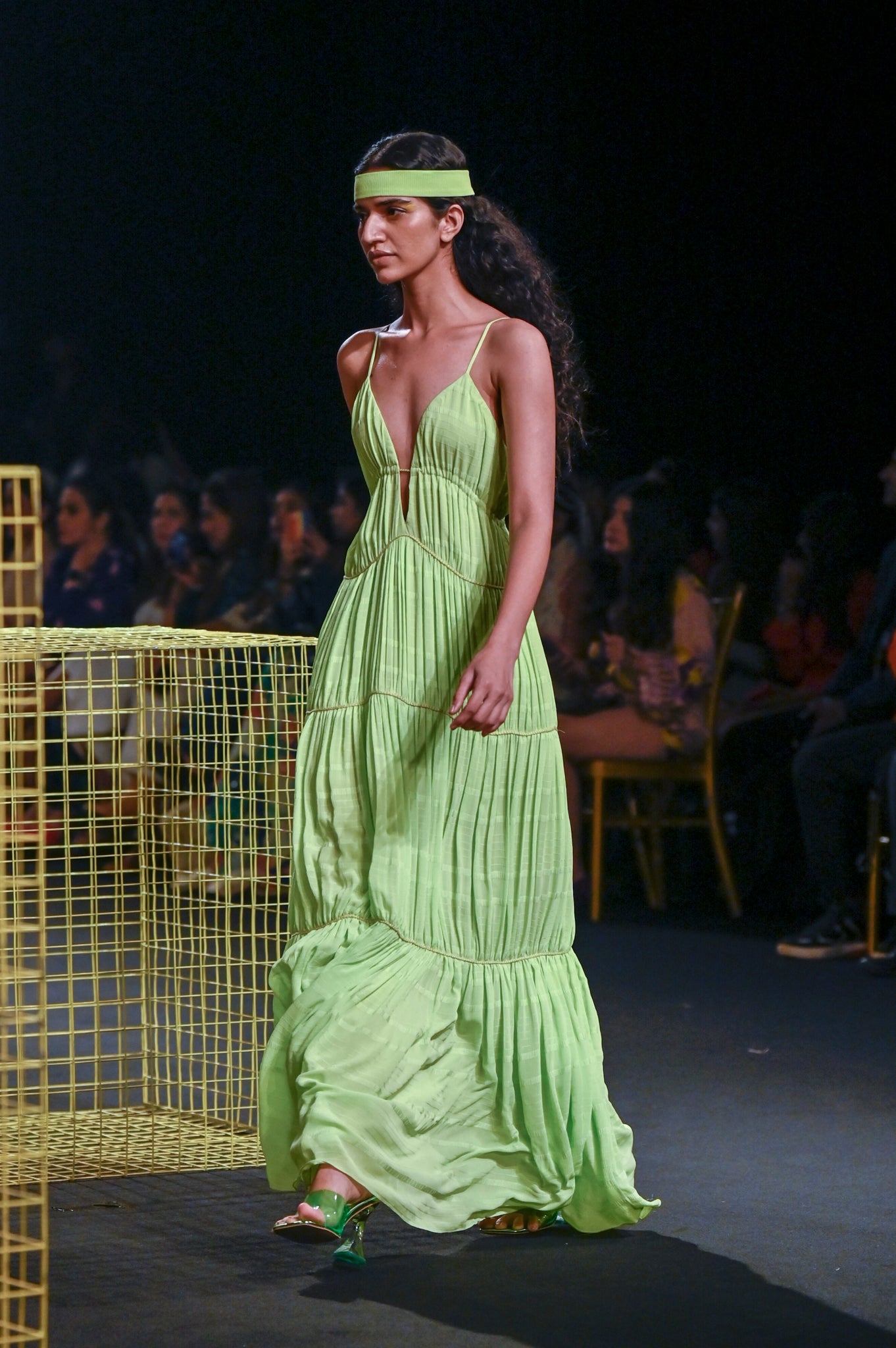 Lime Green Textured Maxi with Cording Detailing