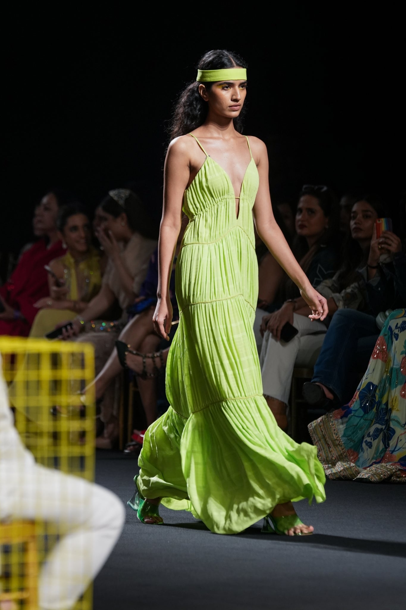 Lime Green Textured Maxi with Cording Detailing