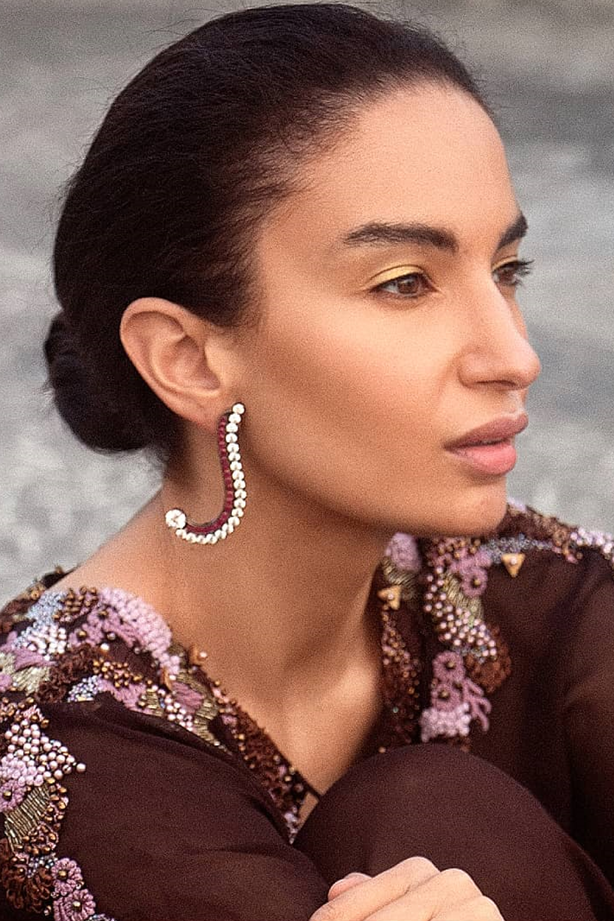 Elena Fernandes in Nirmooha's Chocolate Brown Kaftan