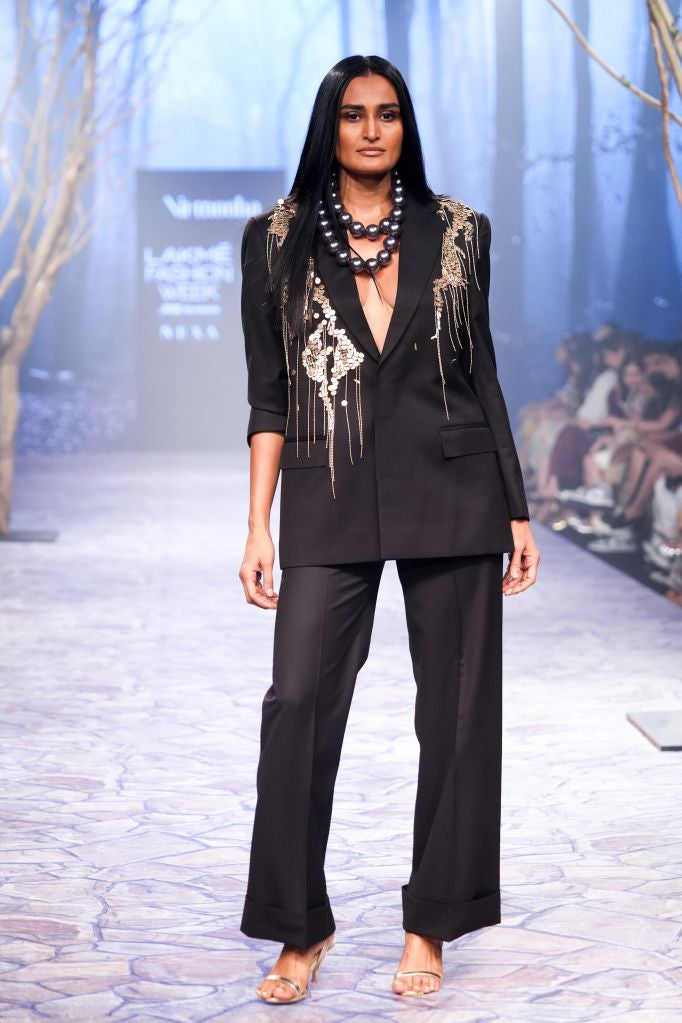 Embroidered Blazer Set