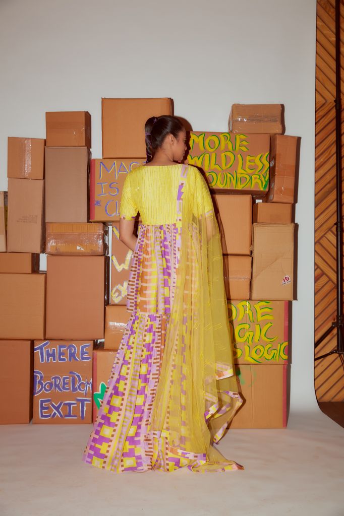 Yellow Printed Embellished Sharara Set with Dupatta