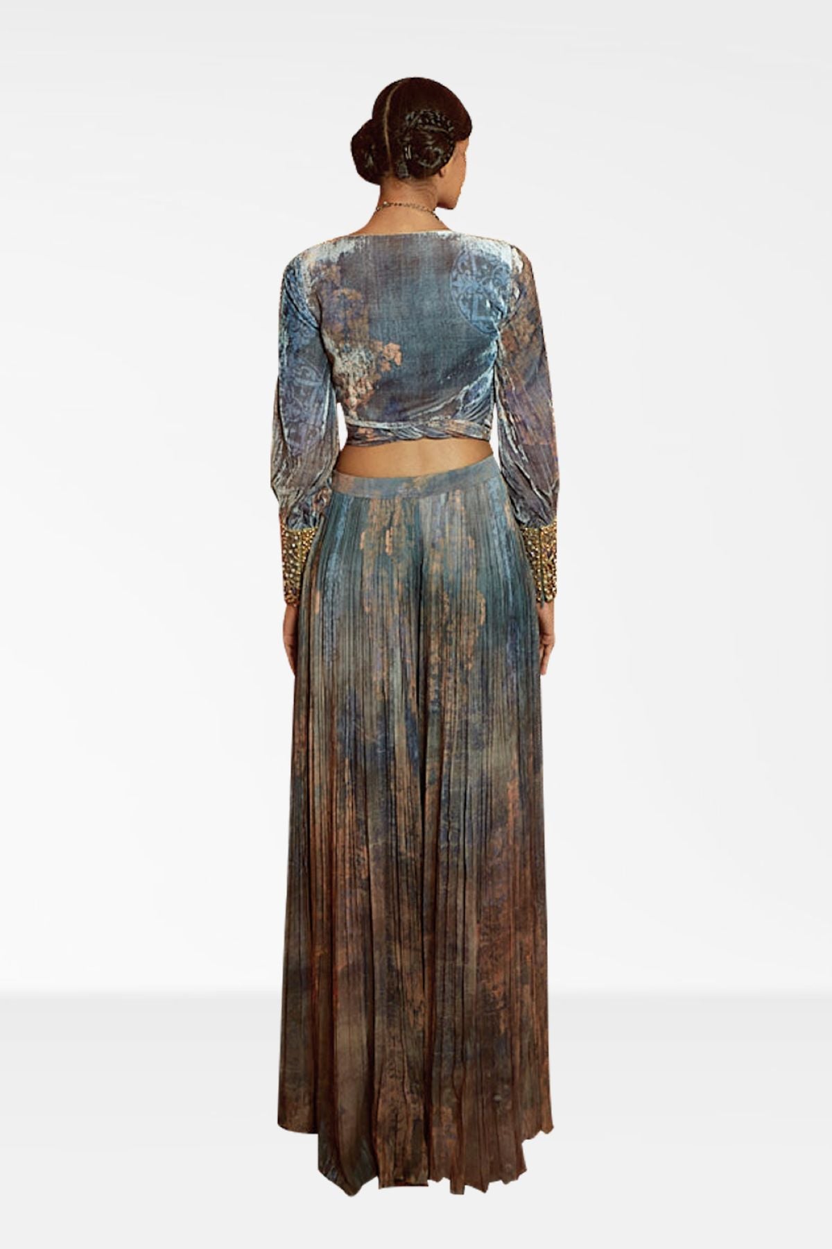 Printed Crop Top with Sharara Set