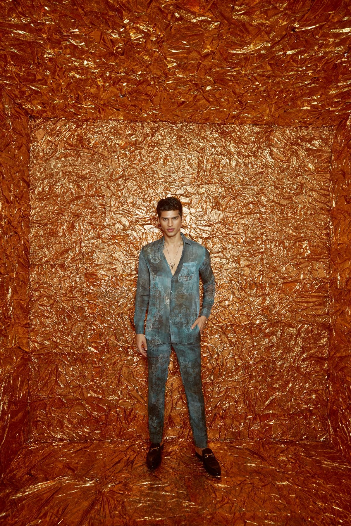 Dark Damask Printed Shirt & Pant Set