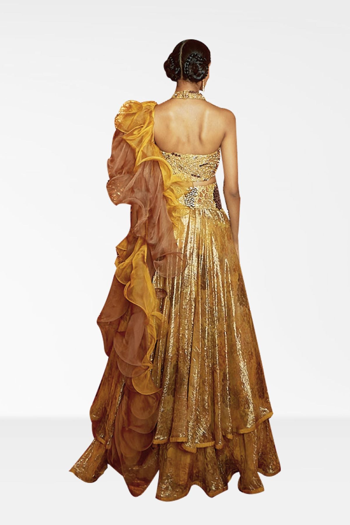 Printed Lehenga Set with Ruffle Dupatta