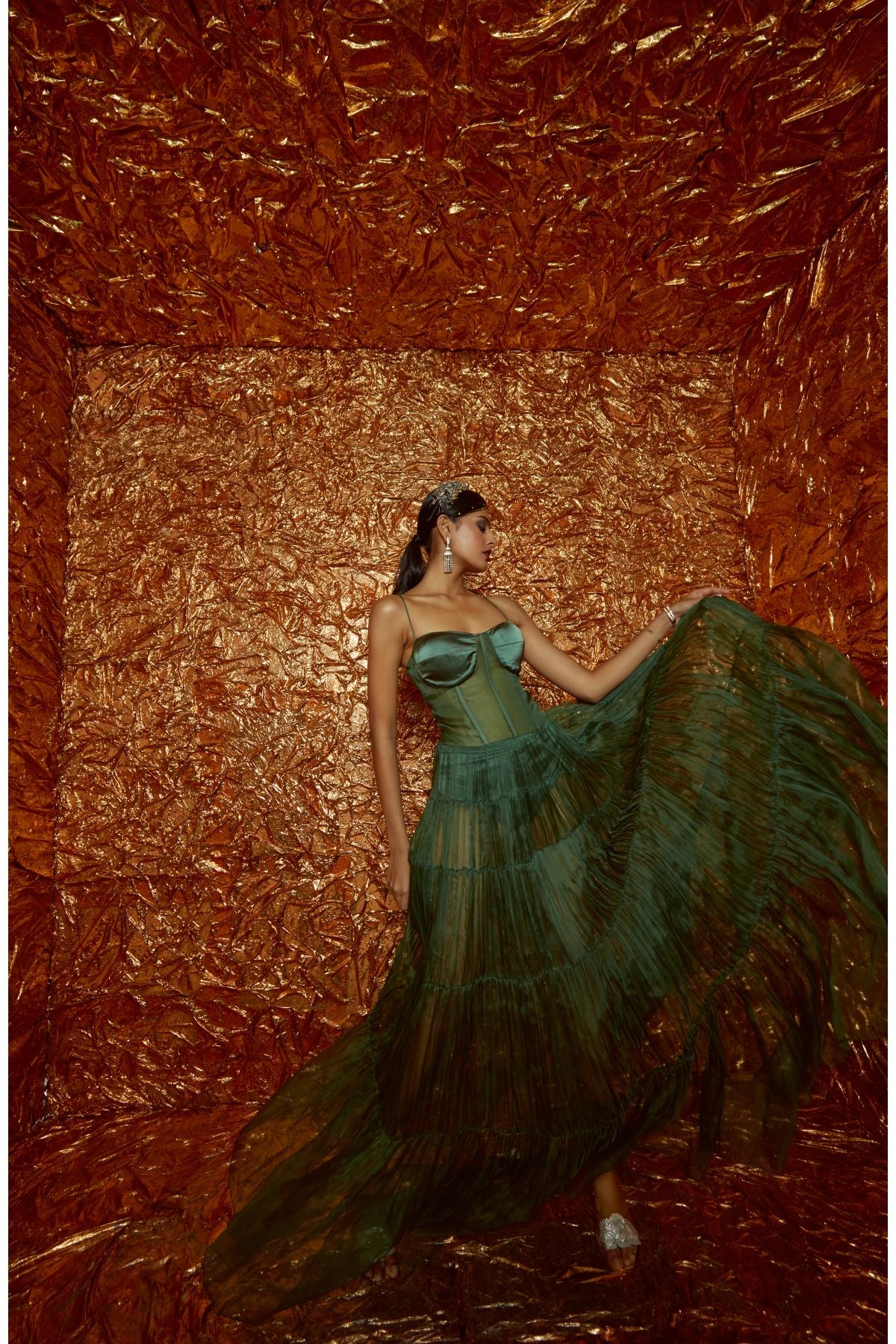 Green Organza Corset Dress