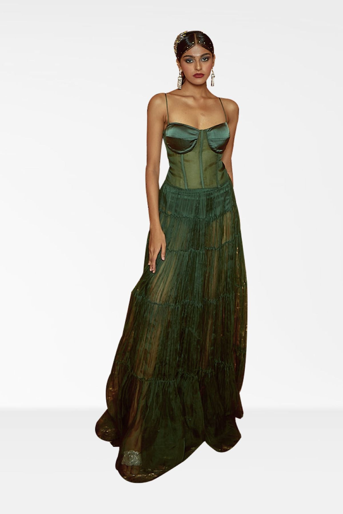 Green Organza Corset Dress