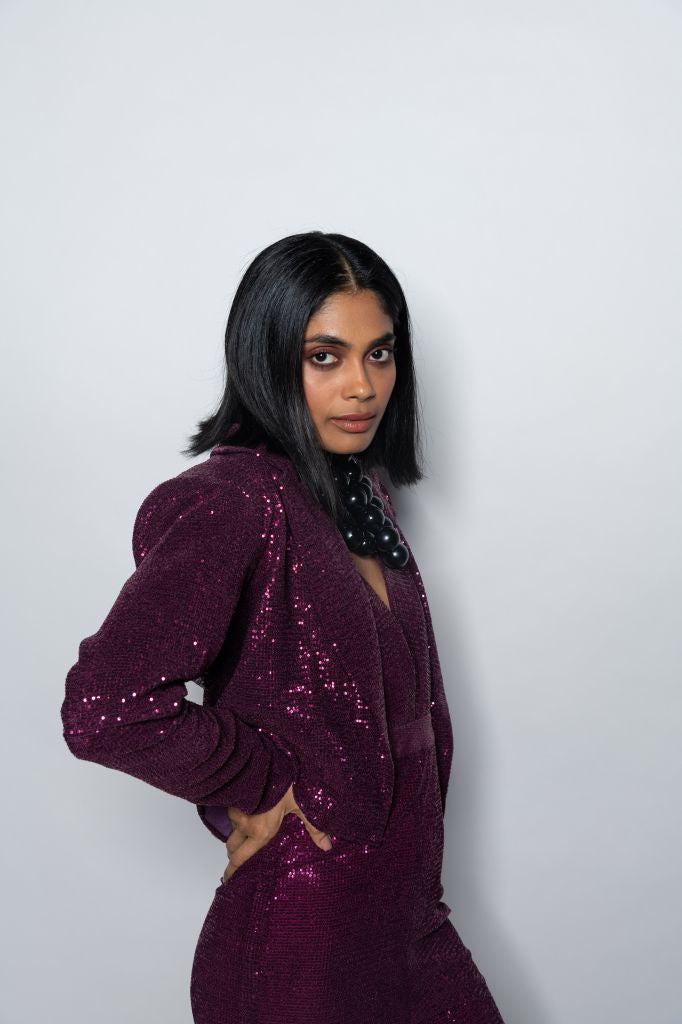 Sequin Jumpsuit & Crop Blazer