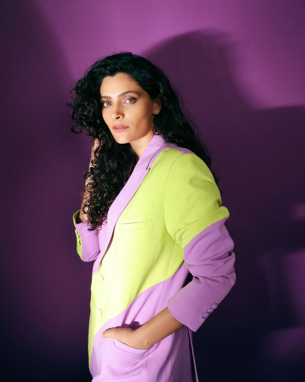 Saiyami Kher In Nirmooha's Lilac Colour Blocked Blazer Set From Our Magical Wilderness Collection