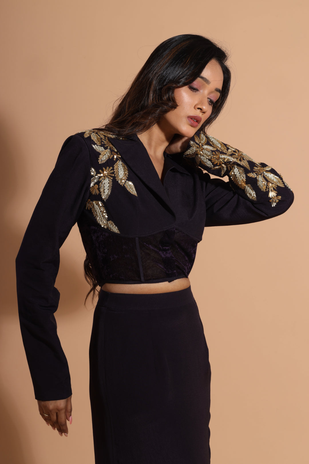 Royal Crop Blazer Set