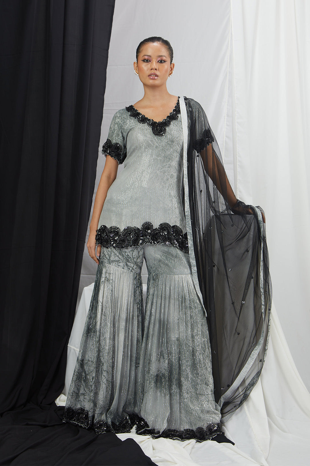 Forest Printed Embellished Sharara Set with Dupatta