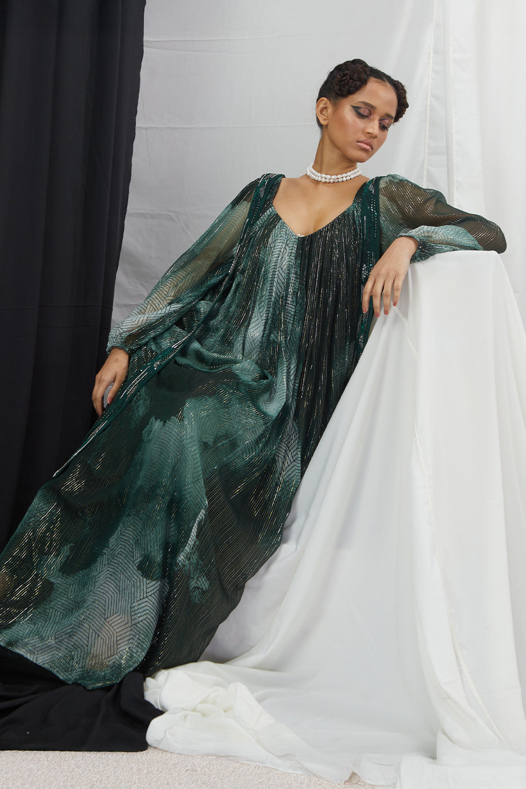 Draped Printed Kaftan