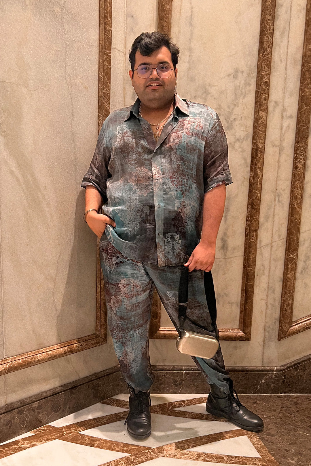 Karan Sareen in Nirmooha's Ancienne Print Shirt And Pants Set