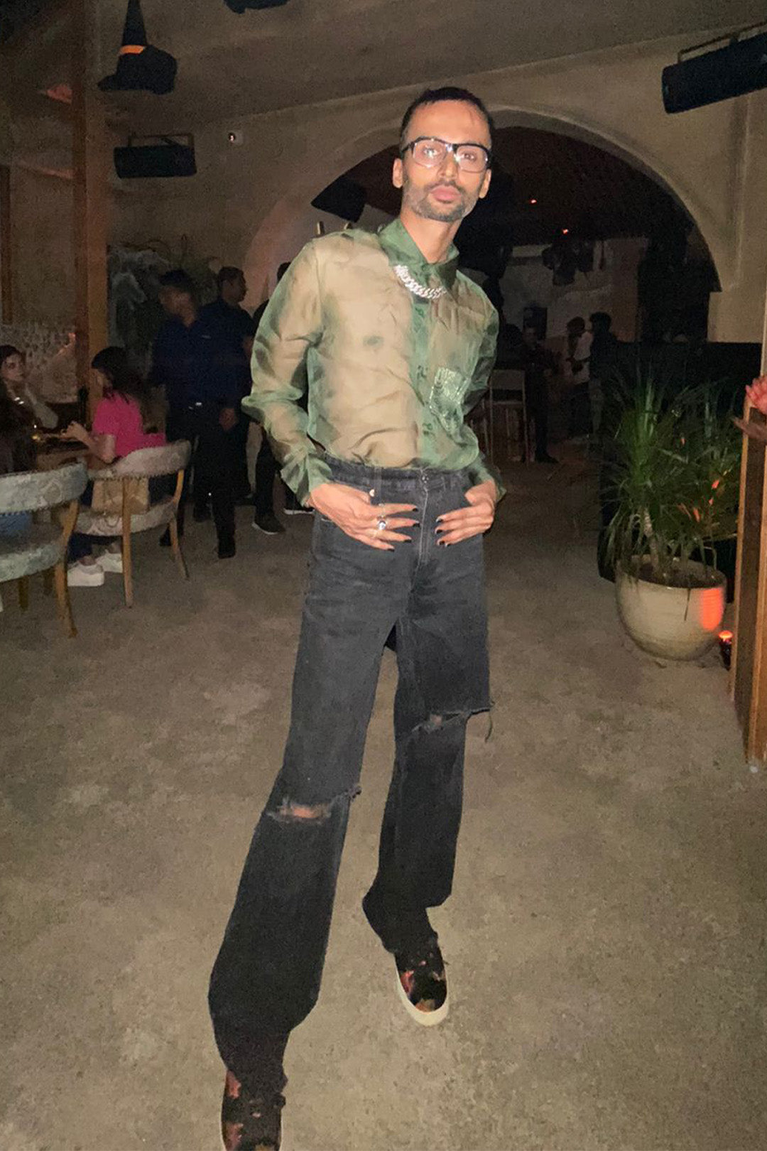 Sanjay Dauhaliya in our  Green Organza Pocket Shirt from Ancienne Collection