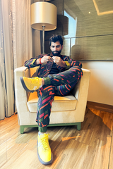 Harsh Gujral in our Multi-Colour Bomber Jacket and Pants from Caged Kaleidoscope