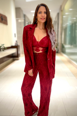 Bianca Gomes in our Red Blazer Set with Bralette from Ekatra