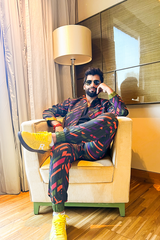 Harsh Gujral in our Multi-Colour Bomber Jacket and Pants from Caged Kaleidoscope