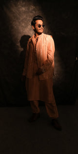 Nayandeep Rakshit in our Embroidered Bundi with Kurta & Jogger Pants