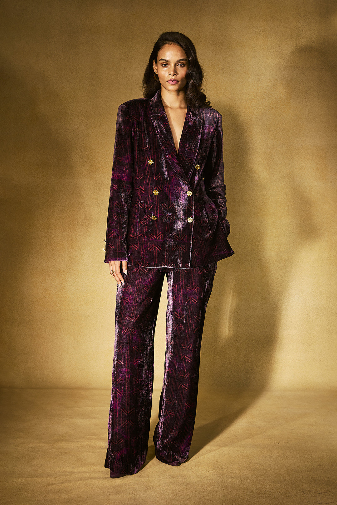 Plum Monogram Velvet Set