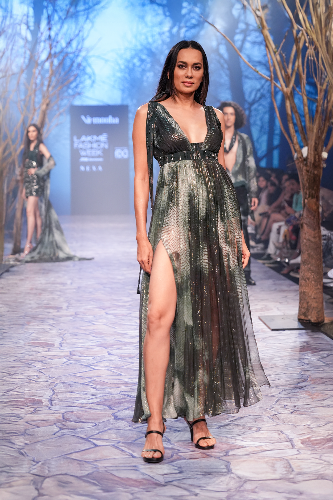 Front Slit Printed Gown