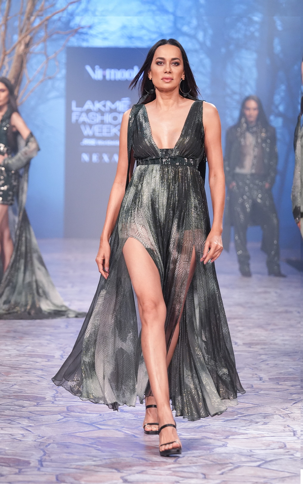 Front Slit Printed Gown