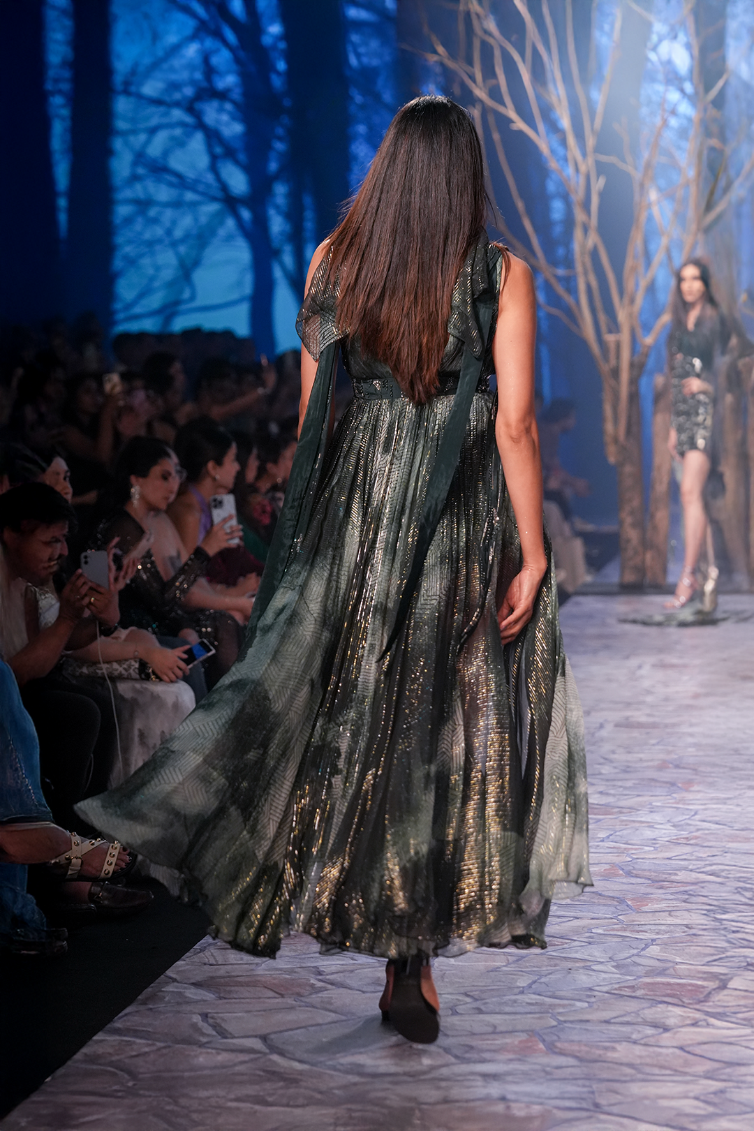 Front Slit Printed Gown