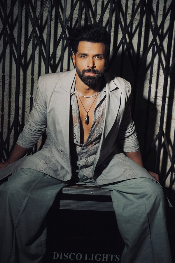 Rithvik Dhanjani in our Grey Chantilly Shirt, Trench Coat & Wide Leg Pants from Ekatra